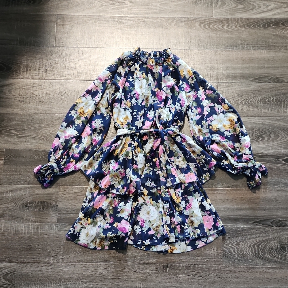 💋 SHEIN floral Ruffle long sleeve Dress💋